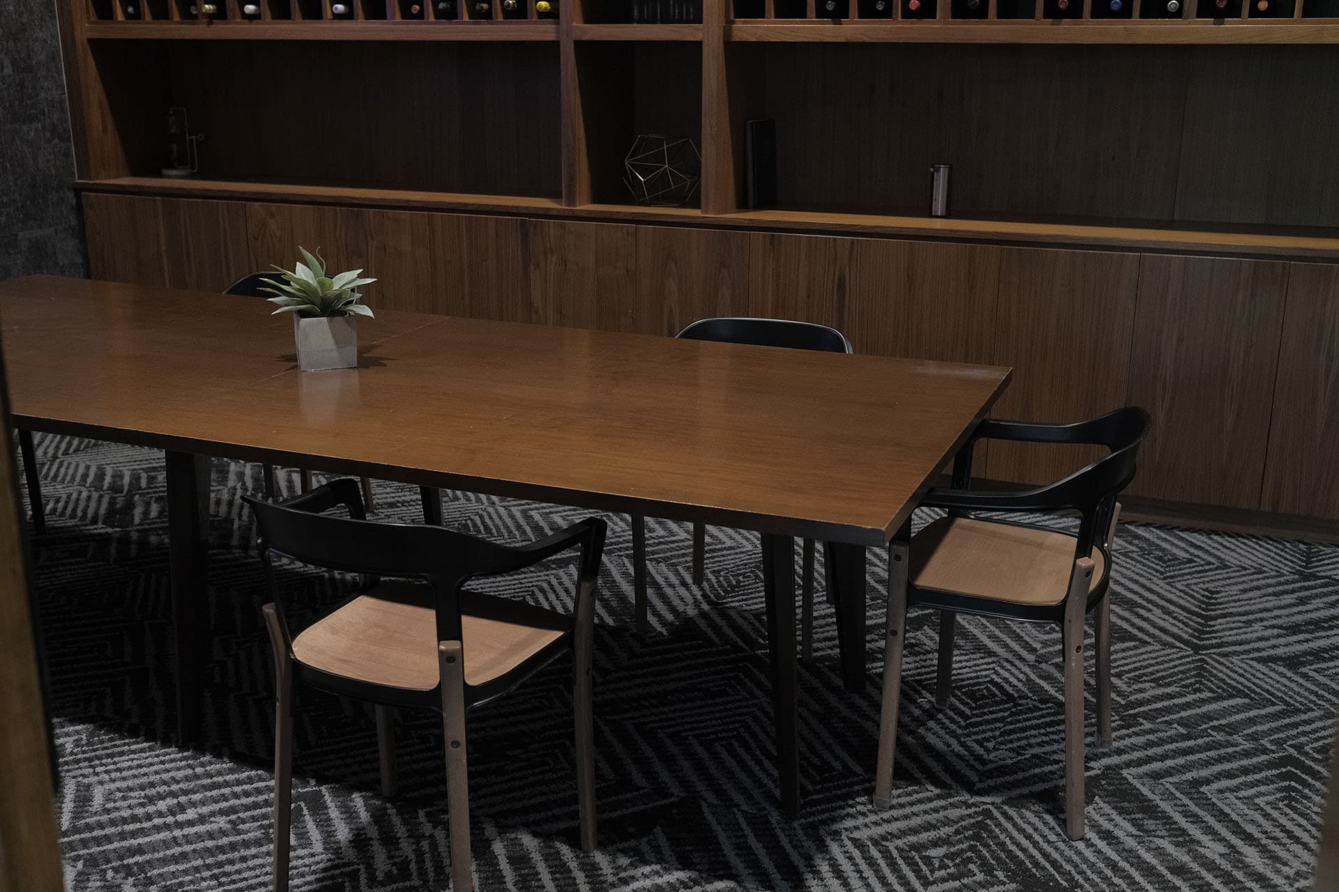 A conference table in Iron & Rail at Atlanta HQ