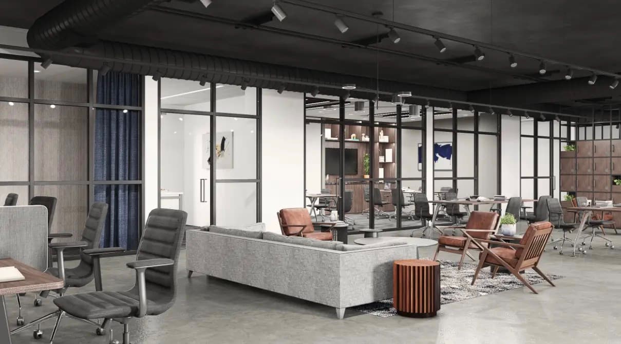 The fourth-floor workspace and glass conference rooms in Washington, DC