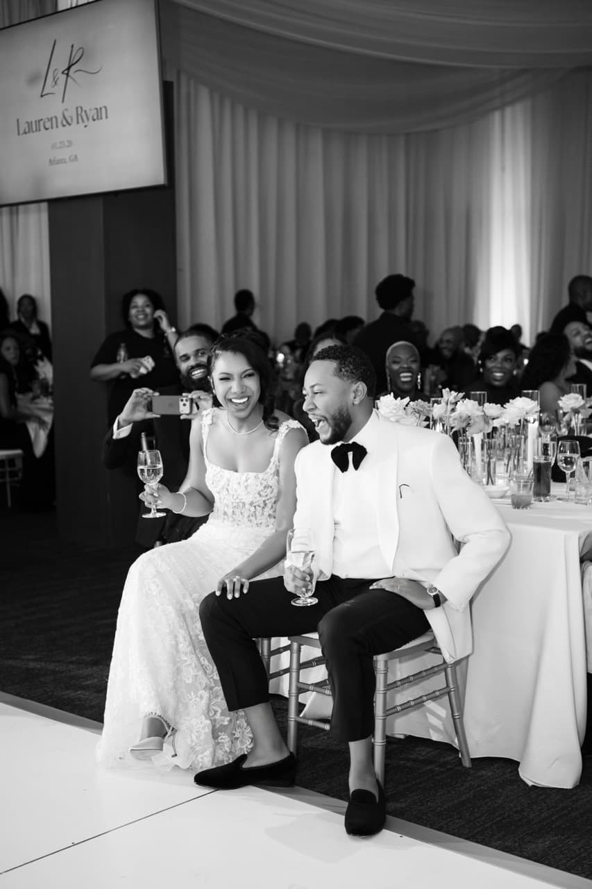 A wedding couple at their reception in Atlanta